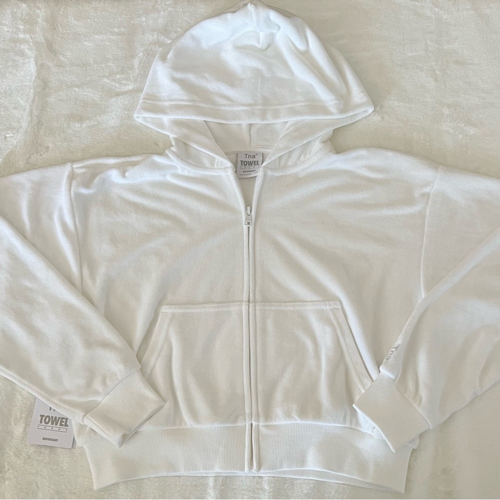 TNA towel terrycloth fleece zip up